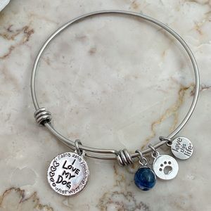 Love This Life I Love My Dog Silver Charm Bracelet Bangle